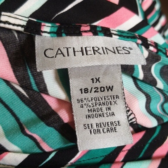 Catherines plus deep v-neck midi dress, multicolor, stretchy, flowy - 1X  18/20W - Picture 5 of 6